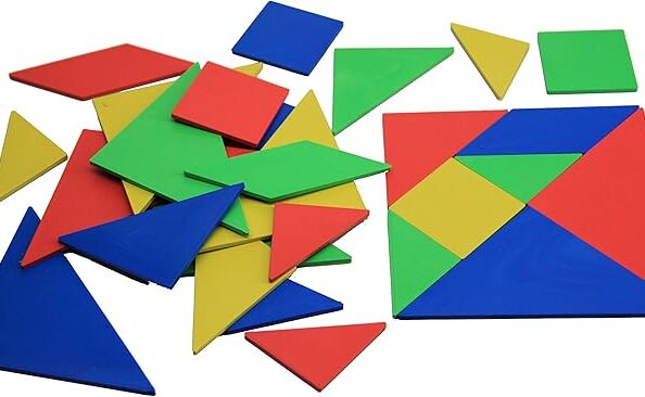 🆕 Tangram pusselspel set med 4 kinesiskt pussel – robust – tillverkad av massiv plast