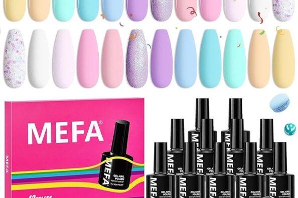 🆕 MEFA UV nagellack 12 makaron-färger gel nagellack för vår sommar