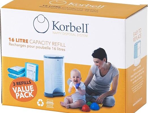 🆕 Korbell T-KOR-250DR3B Ersättningsfack för Blöjkorg, Grön, 16 liter